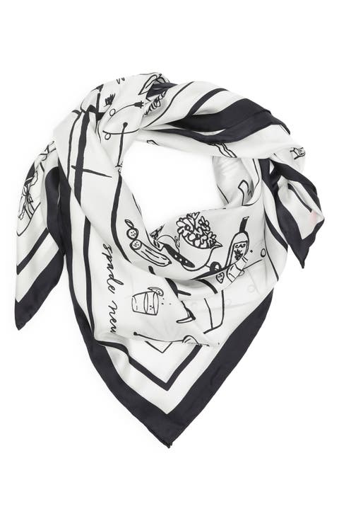 summer party scene square silk scarf