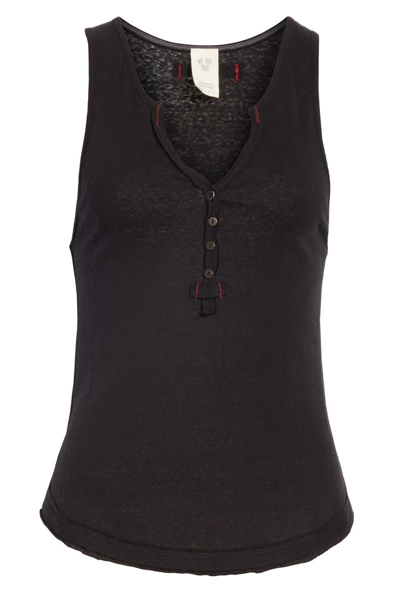 Shake it Up Henley Tank, Alternate, color, BLACK