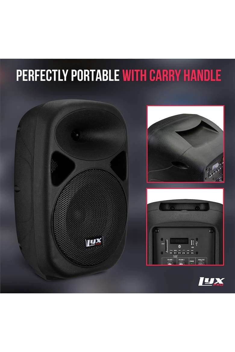 Portable Powered PA Speaker System with Equalizer, SD Slot, and Bluetooth, Alternate, color, Black