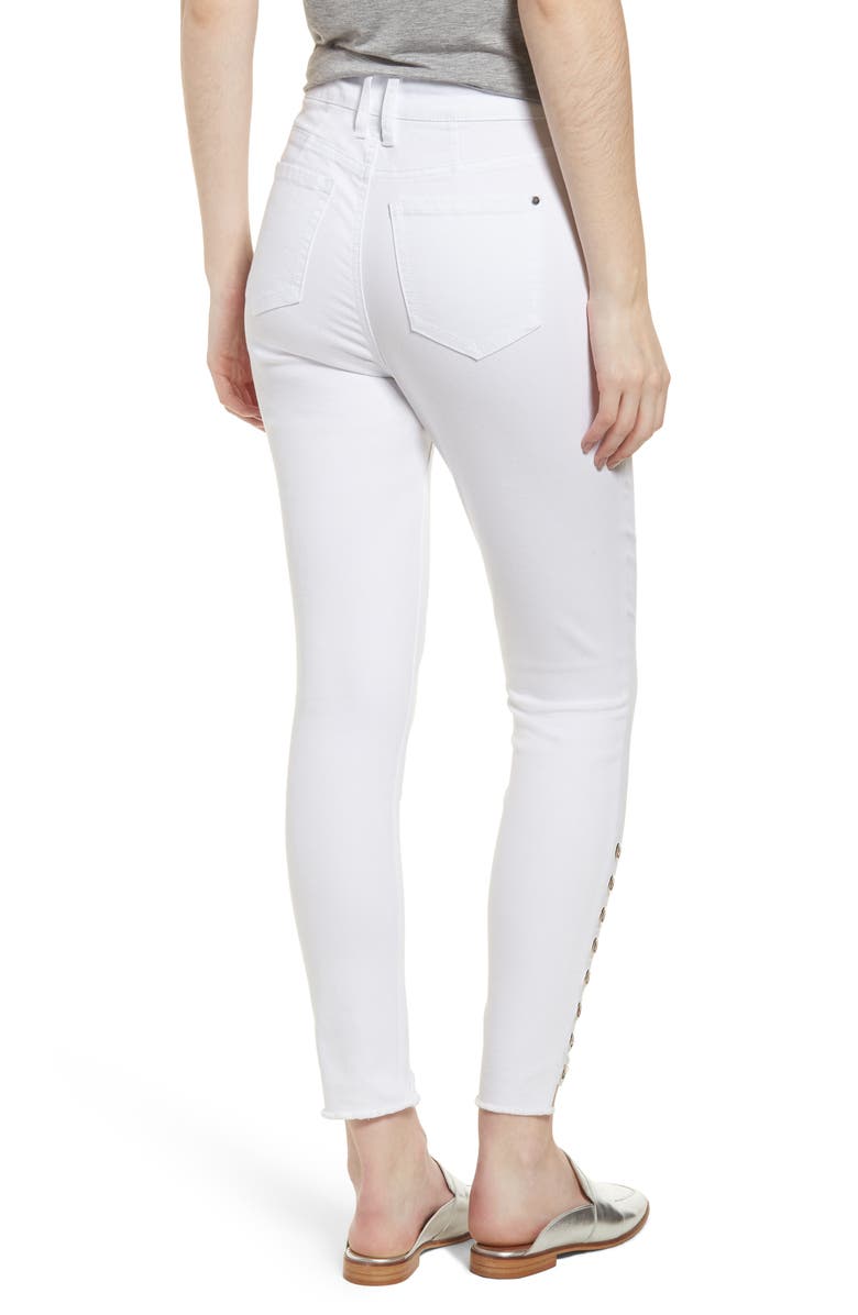AFRM Grommet Detail Ankle Skinny Jeans, Alternate, color,