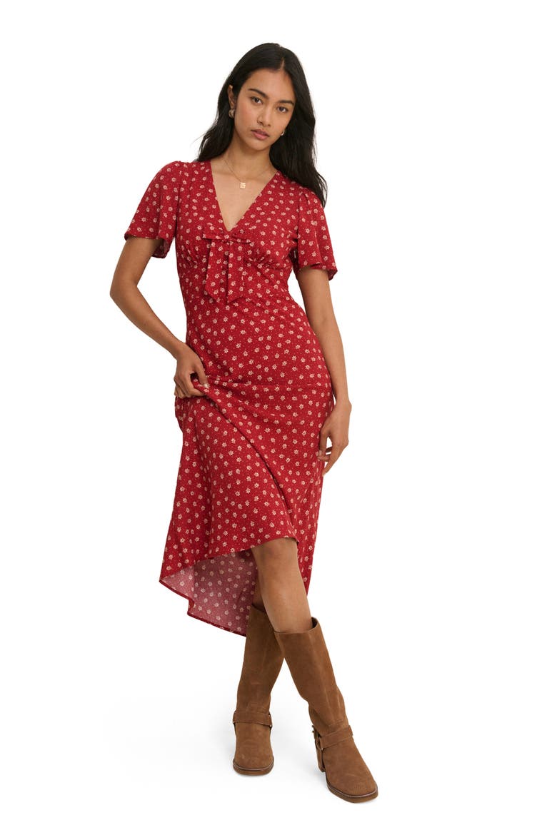 Faith Flutter Sleeve Midi Dress, Alternate, color, RED