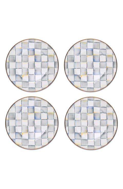 Sterling Check® Set of 4 Dinner Plates