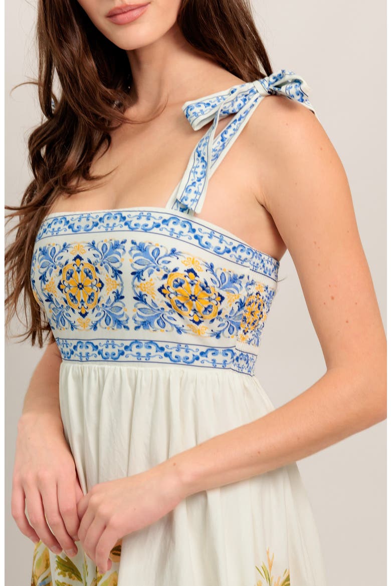 Square Neck Bow Tie Strap Maxi Dress, Alternate, color, IVORY