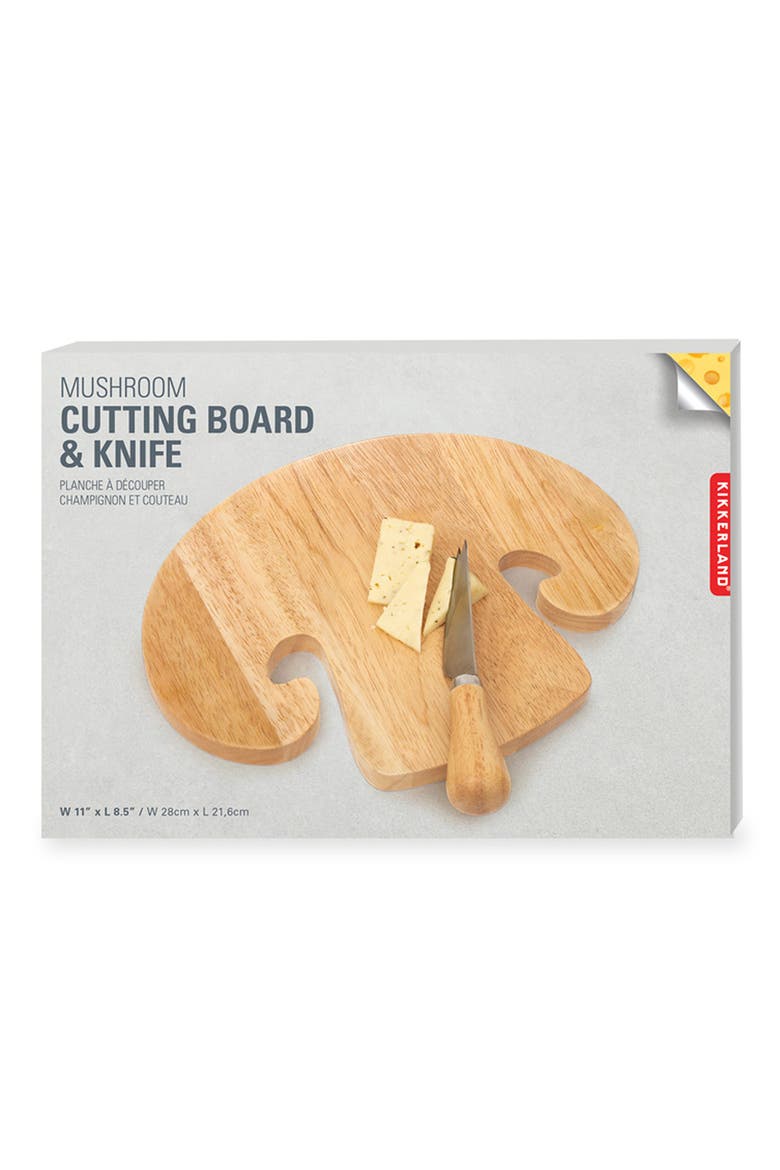 Mushroom Cutting Board & Knife Set, Alternate, color, BROWN