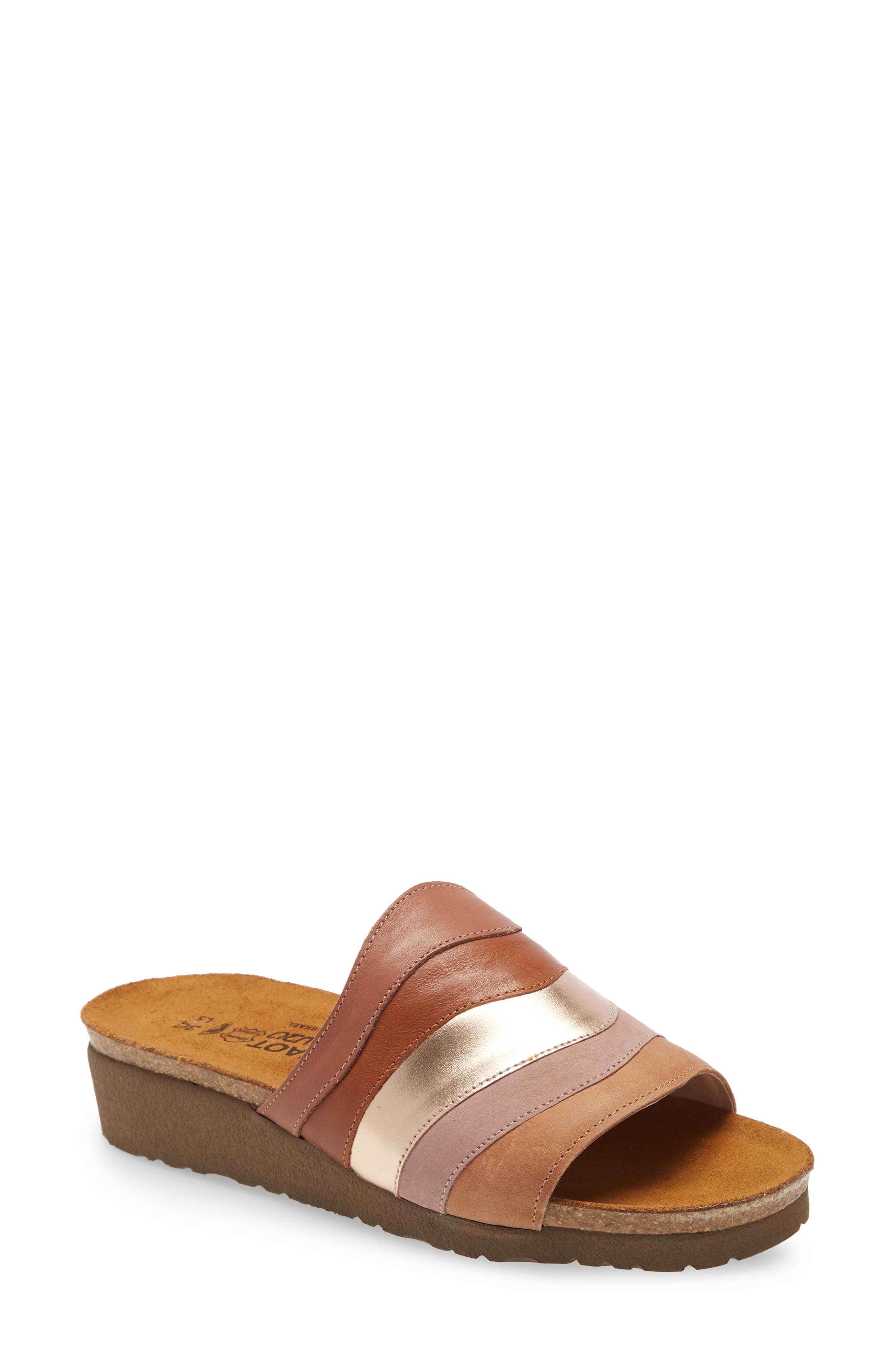 Portia Slide Sandal, Main, color, MOCHA ROSE/ ROSE GOLD LEATHER