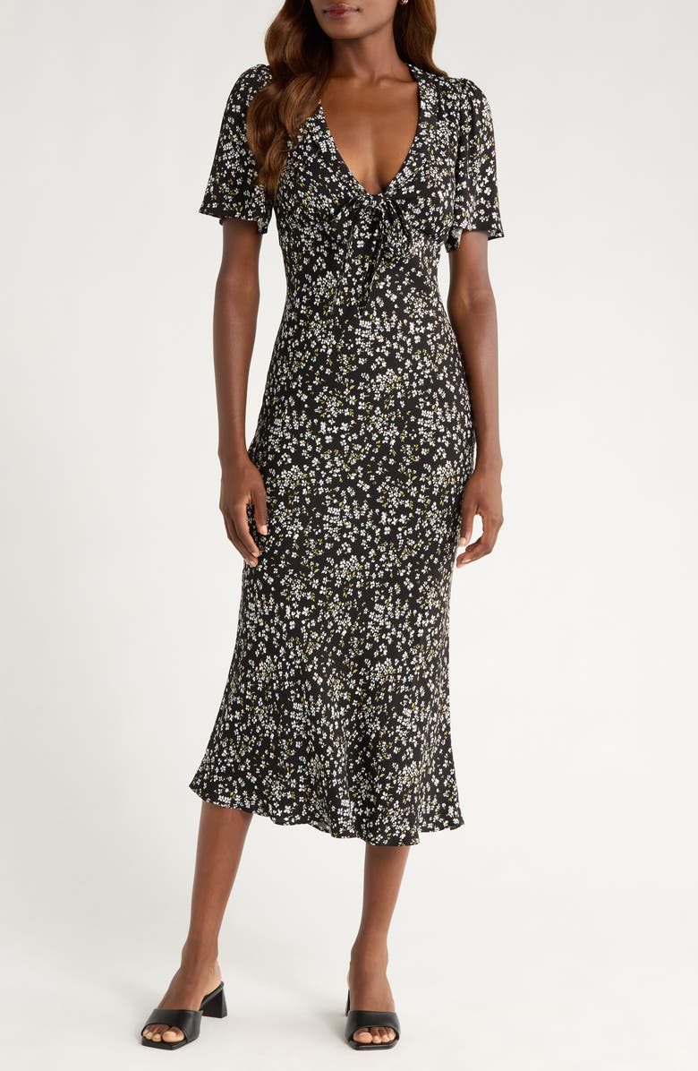 Reformation Tyra Floral Short Sleeve Midi Dress, Main, color, Colette