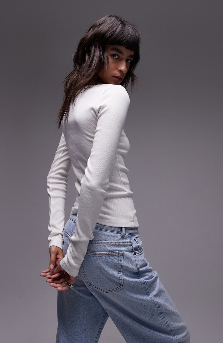 Topshop Square Neck Long Sleeve Top, Alternate, color,