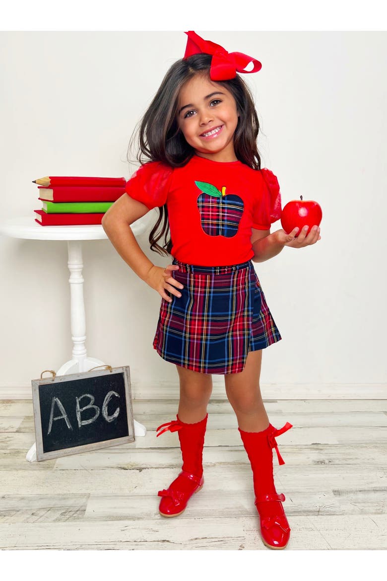 Little Miss Perfect Plaid Skort Set, Alternate, color, Red