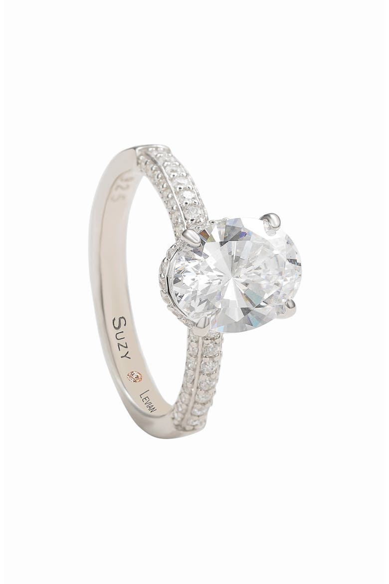 Sterling Silver Cubic Zirconia Oval Ring, Main, color, WHITE
