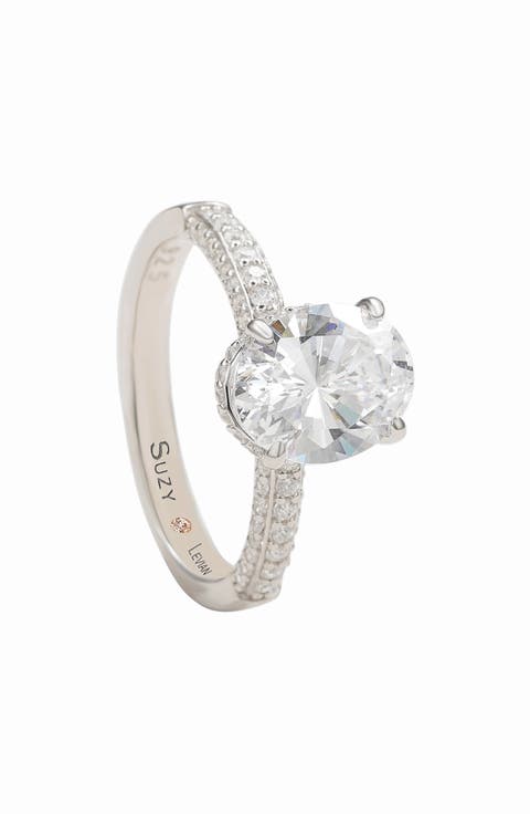 Sterling Silver Cubic Zirconia Oval Ring