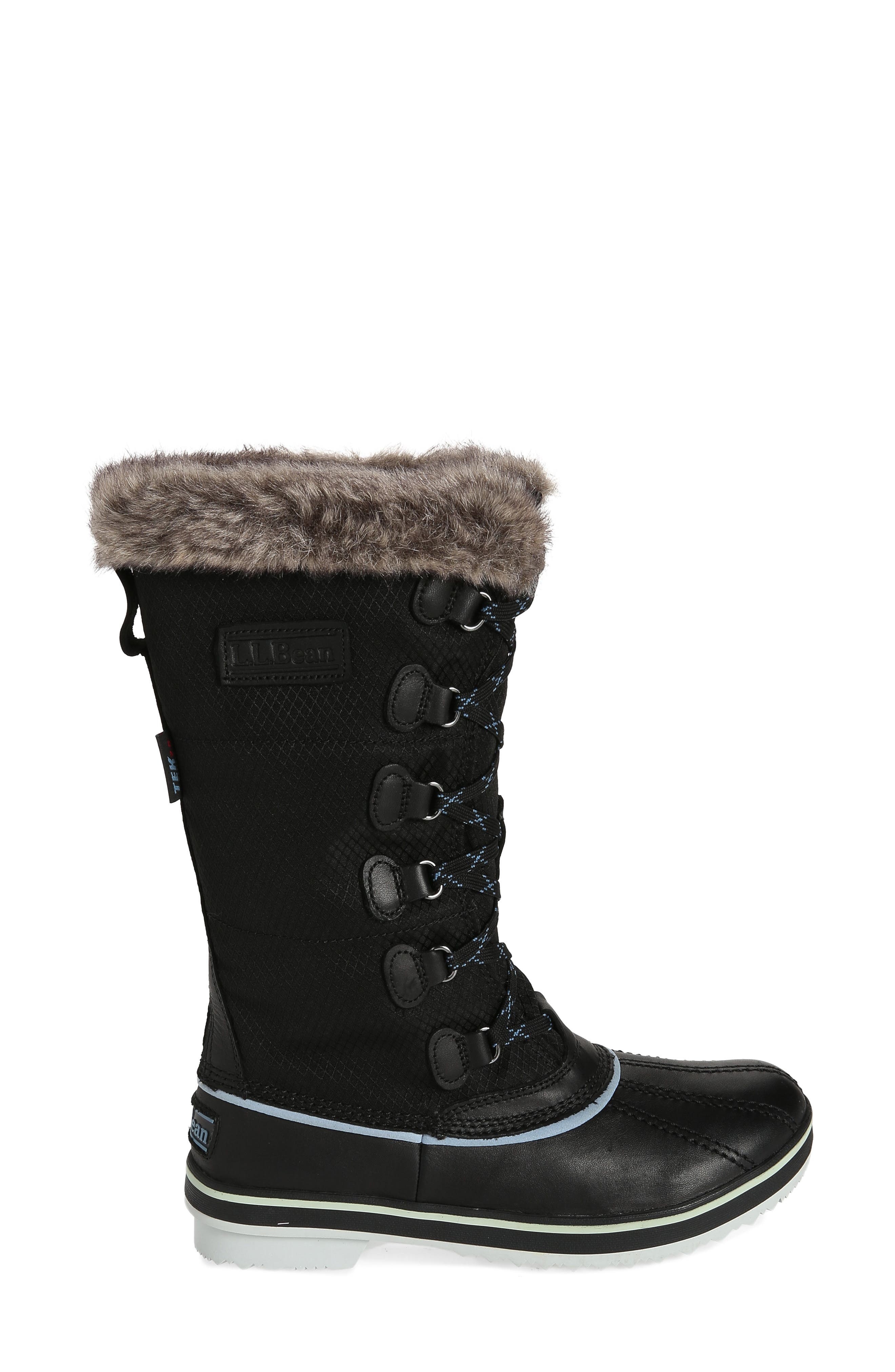 Rangely Snow Boot with Faux Fur Trim, Alternate, color, BLACK