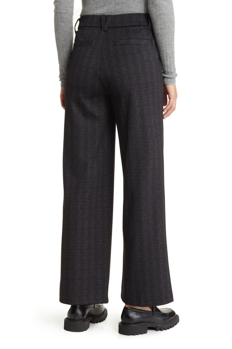 'Ab'Solution Skyrise Plaid Wide Leg Ponte Pants (Nordstrom Exclusive), Alternate, color, CHARCOAL MULTI