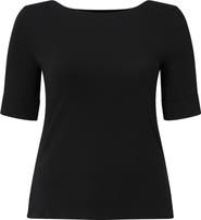 Lauren Ralph Lauren Stretch Cotton Boat Neck Tee