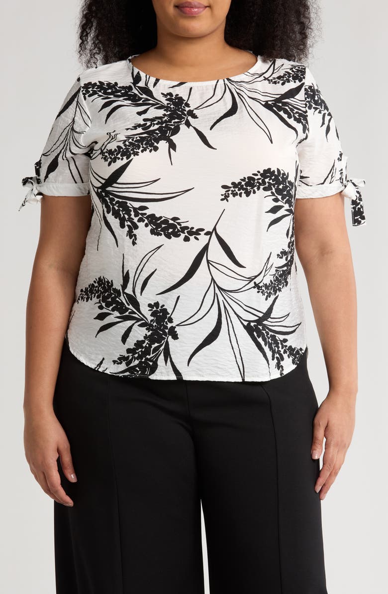 Renee C Floral Short Sleeve Top, Main, color, Ivory