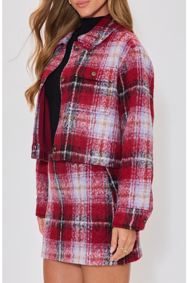 Margaret Plaid Crop Shirt Jacket, Alternate, color, BURGUNDY MULTI