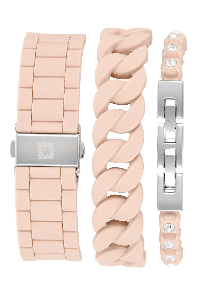 Silicone Bracelet Watch Set, 36mm, Alternate, color, BLUSH