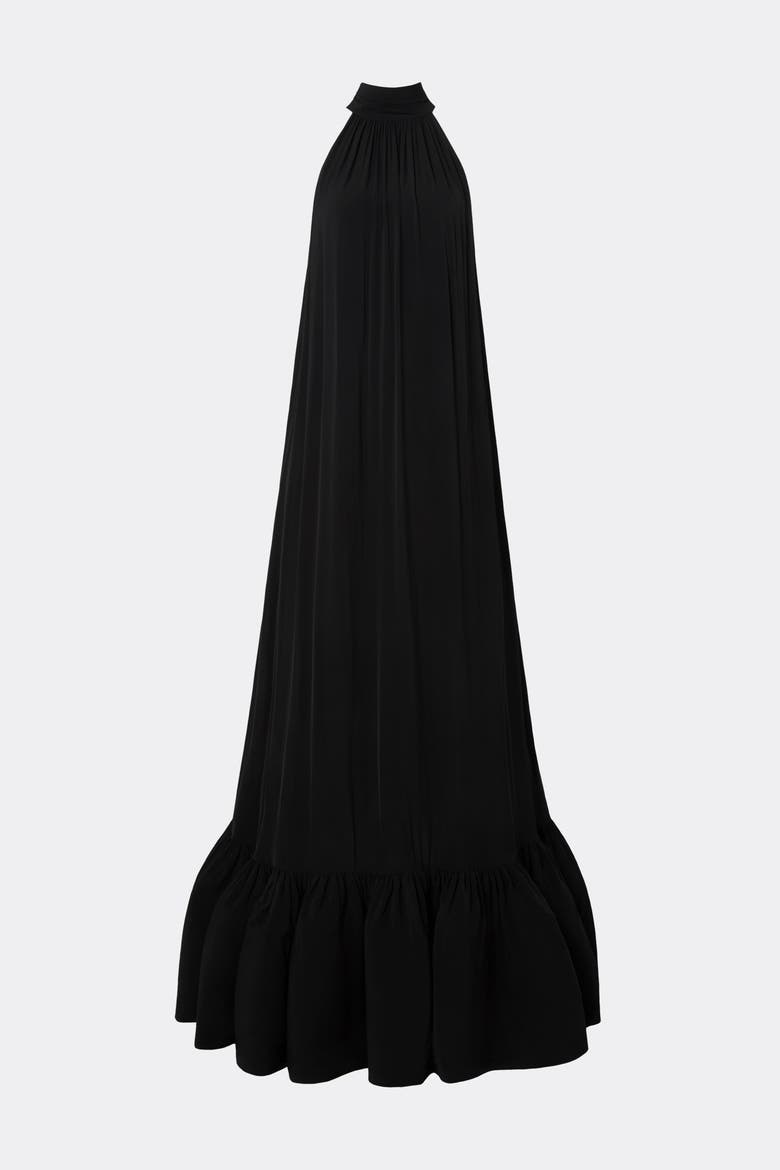 Lykke Halterneck Ruffled Maxi Dress, Alternate, color, Black