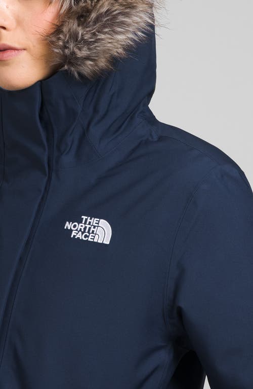 The North Face Arctic Waterproof 600-fill-power Down Parka With Faux Fur Trim In Blue