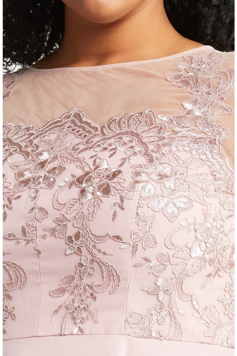 Embroidered Fit & Flare Cocktail Dress, Alternate, color, MINK
