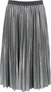 WDNY Pleated Metallic Midi Skirt
