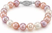 The Pearl Source 8.5-9.5mm Multicolor Freshwater Pearl Bracelet - Premier AAAA Quality
