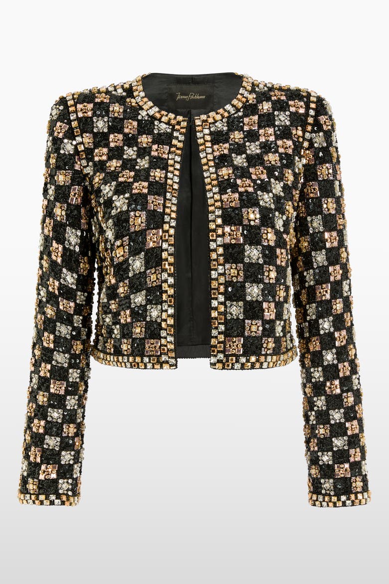 Dahlia Crystal-Embellished Jacket, Alternate, color, Liquorice