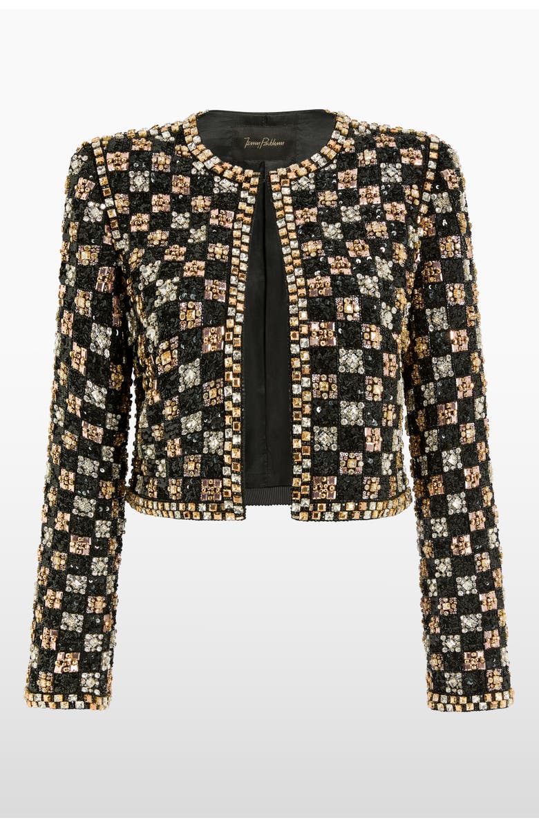 Jenny Packham Dahlia Crystal-Embellished Jacket, Main, color, Liquorice