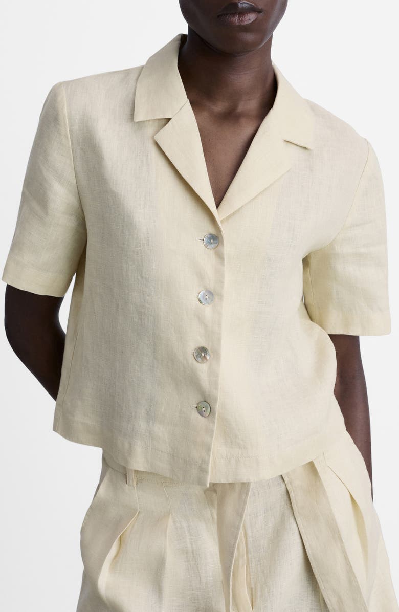 MANGO Short Sleeve Linen Camp Shirt, Main, color,