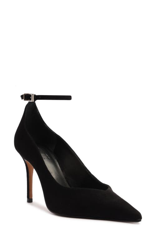 Schutz Mia Ankle Strap Pointed Toe Pump In Black