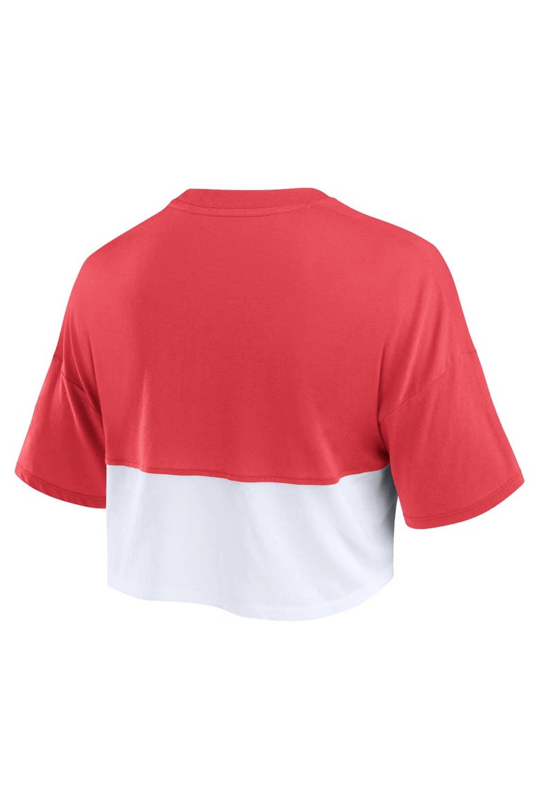 Women's Fanatics Branded Scarlet/White San Francisco 49ers Boxy Color Split Cropped T-Shirt, Alternate, color, Scarlet
