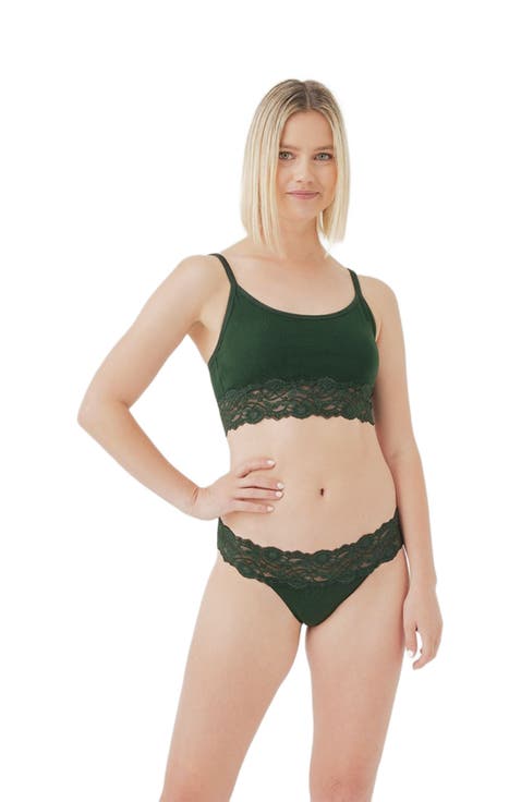 Organic Cotton Lace Waist Thong 3-Pack