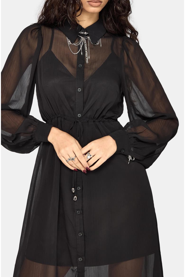 Eimhir Chiffon High-low Midi Shirt Dress, Alternate, color, Black