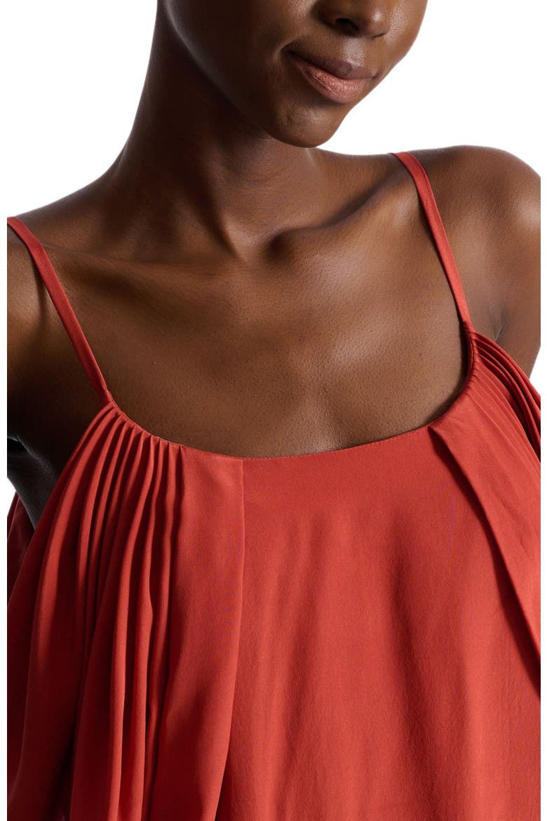 Draped silk crepe top, Alternate, color, red