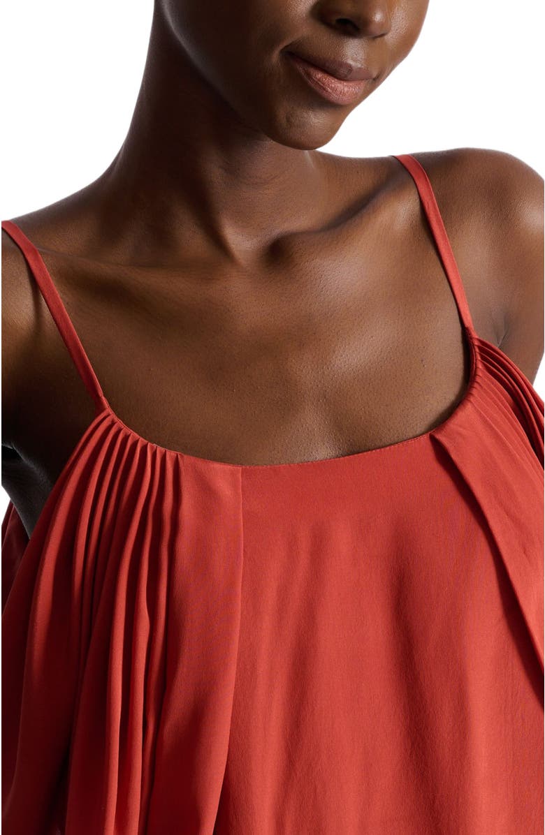 Balmain Draped silk crepe top, Alternate, color, Red