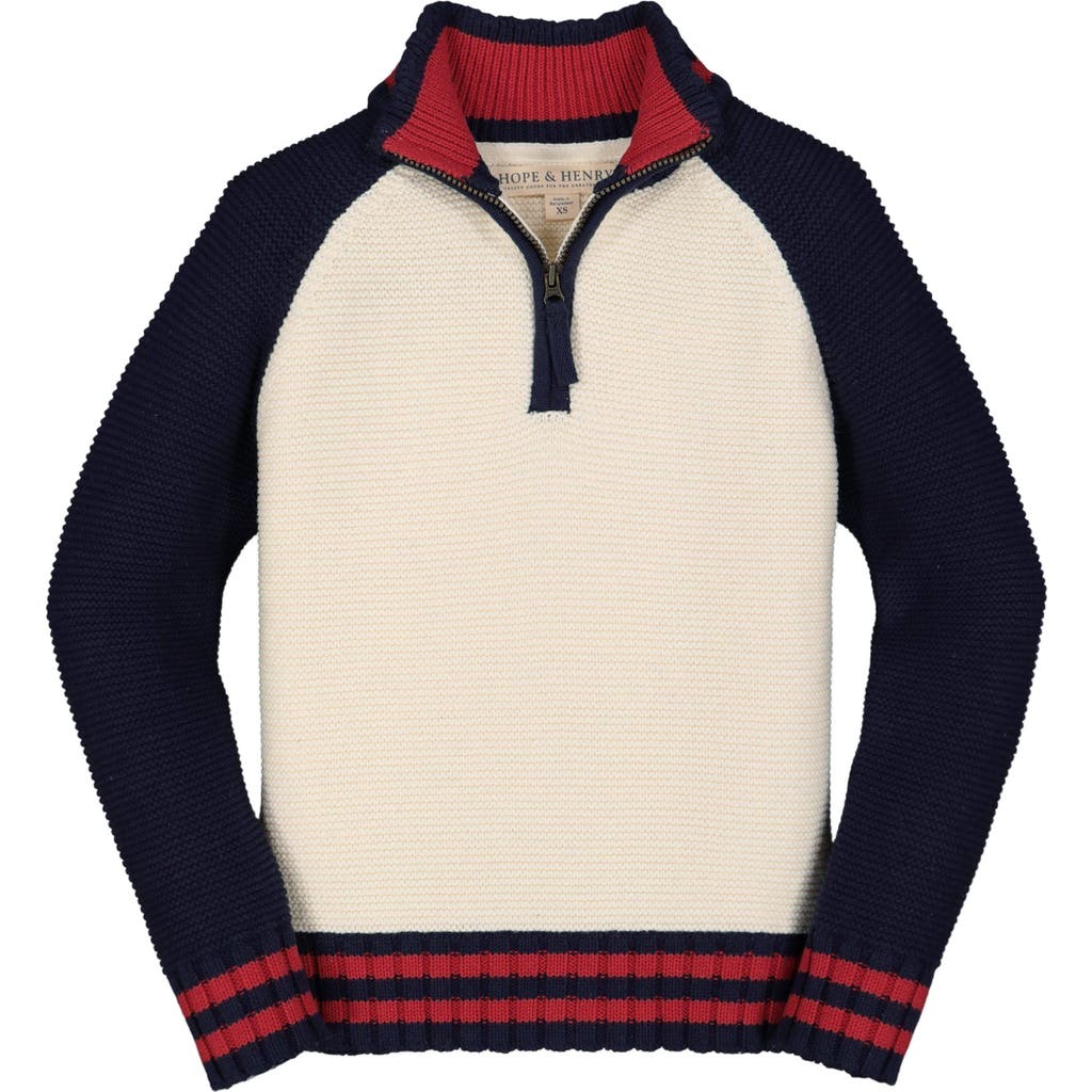 Hope & Henry Baby Boys' Half Zip Ski Sweater, Infant In White