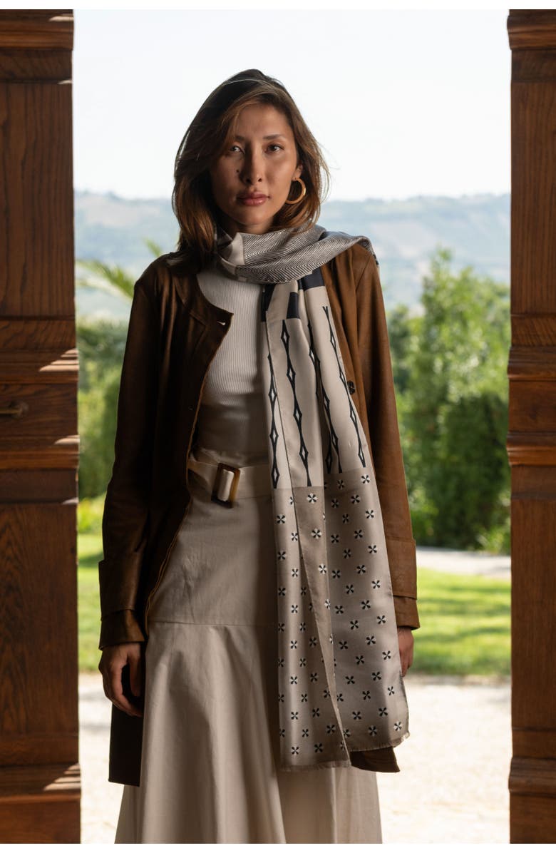 Elizabetta Atri - Large Silk Scarf, Alternate, color, Sand