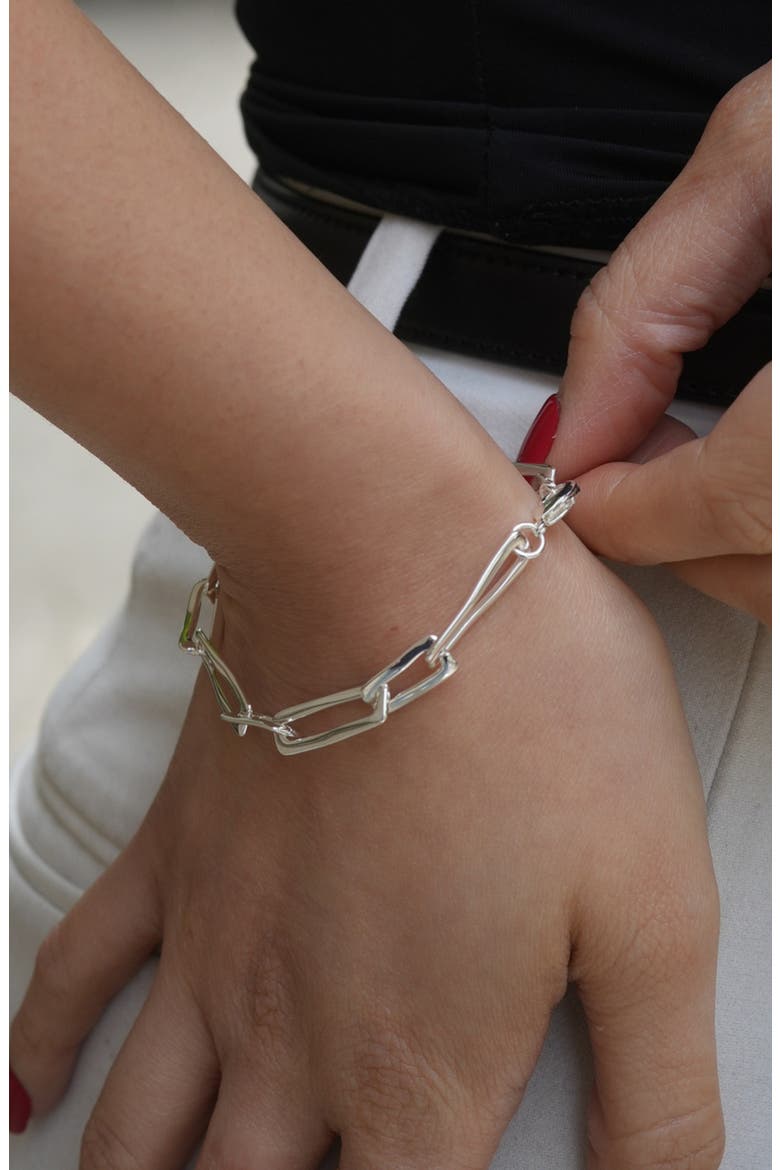 Chunky Paper Clip Chain Bracelet, Alternate, color, SILVER