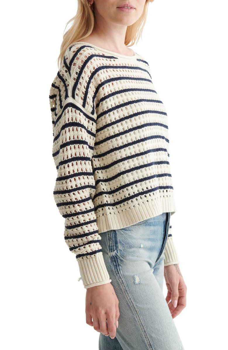 Lucky Brand Pointelle Stripe Cotton Sweater, Alternate, color,