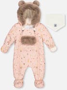 Deux par Deux Woodland Creatures One Piece Romper & Neckwarmer Snowsuit