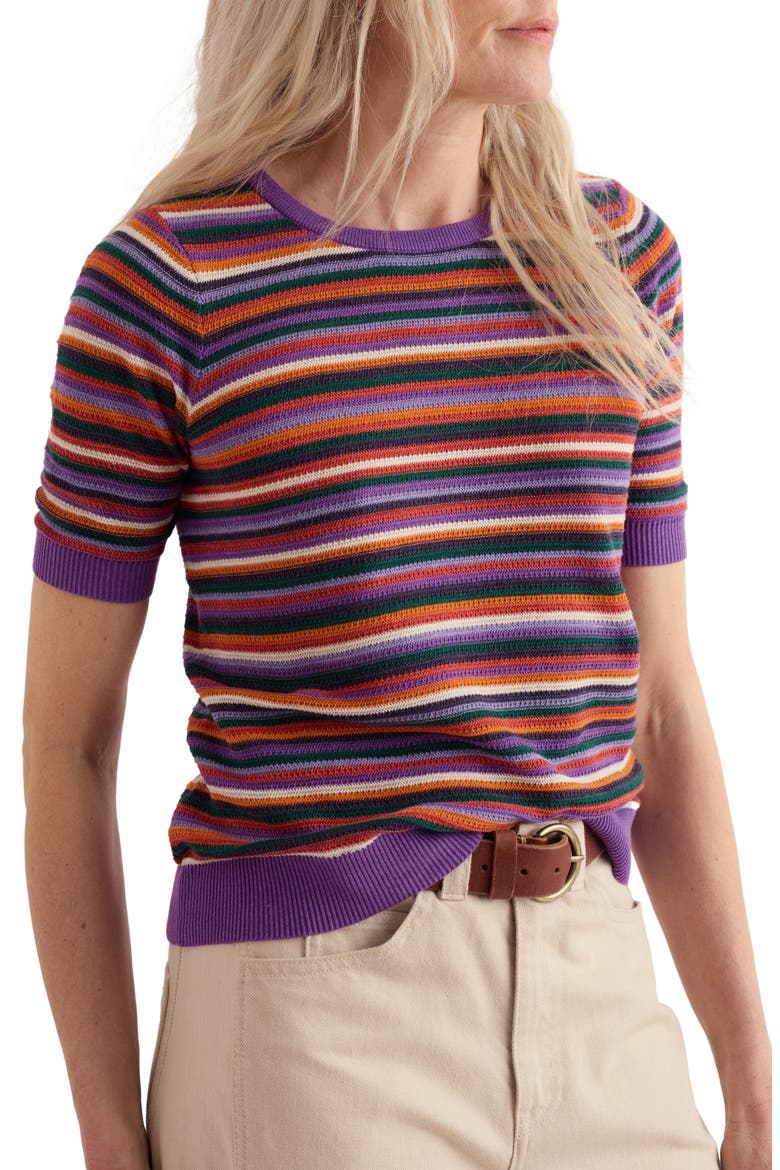 Lawn Striped Sweater, Main, color, TINCTORIA WILD ORCHID