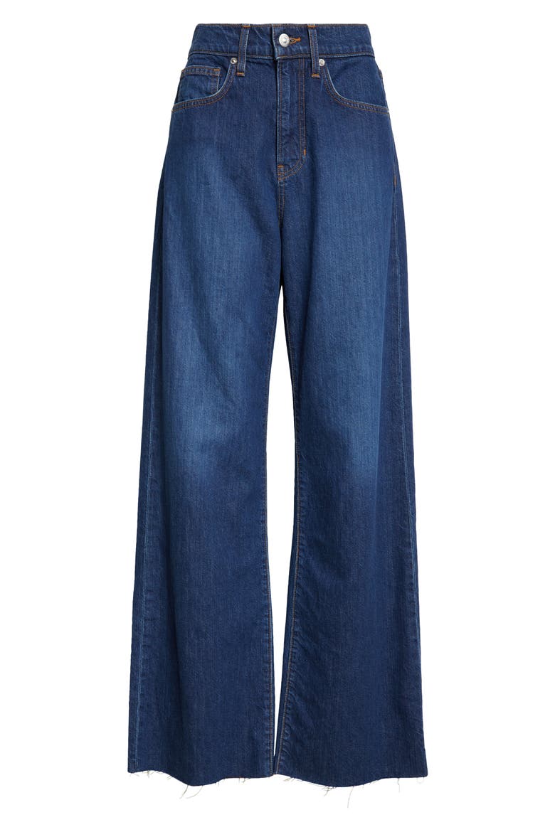 Taylor Raw Hem High Waist Wide Leg Jeans, Alternate, color, BRIGHT BLUE