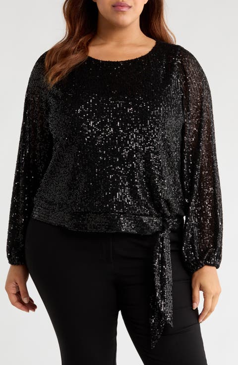 Sequin Tie Hem Top (Plus)