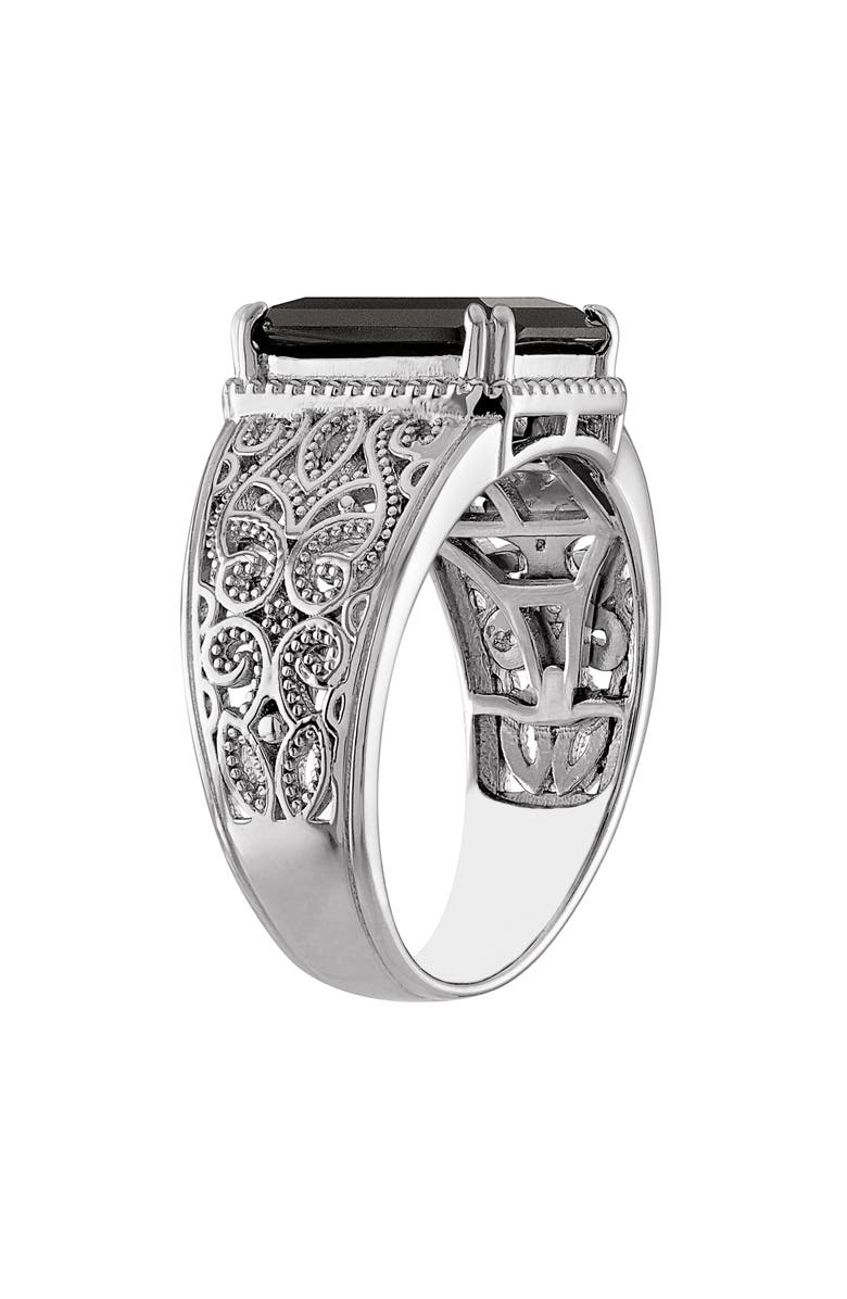 FZN Sterling Silver Black Spinel Filigree Ring, Alternate, color, Silver/ Black