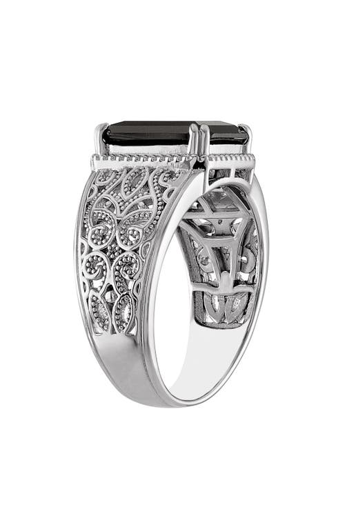 Fzn Sterling Silver Black Spinel Filigree Ring In Multi