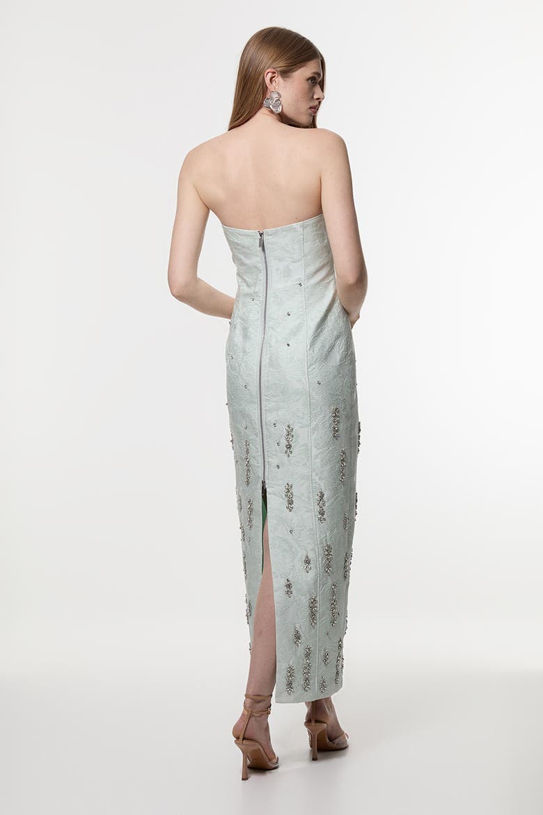 Crystal Embellished Strapless Midi Dress, Alternate, color, Sage