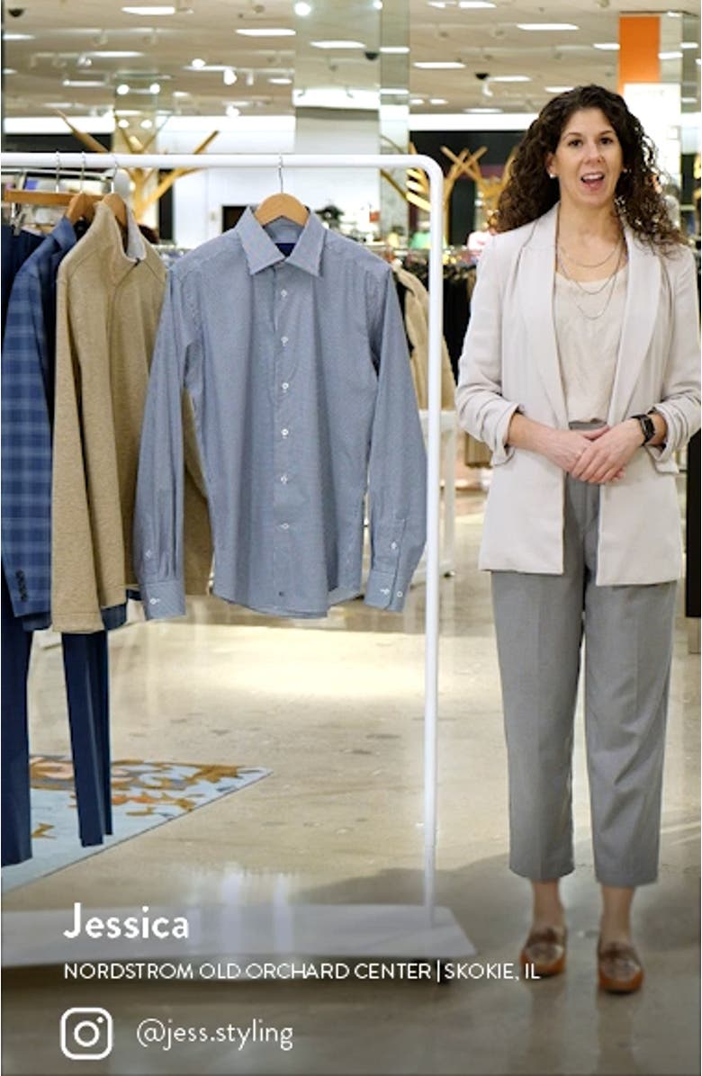 Gingham Trim Fit Barrel Cuff Dress Shirt, sales video thumbnail