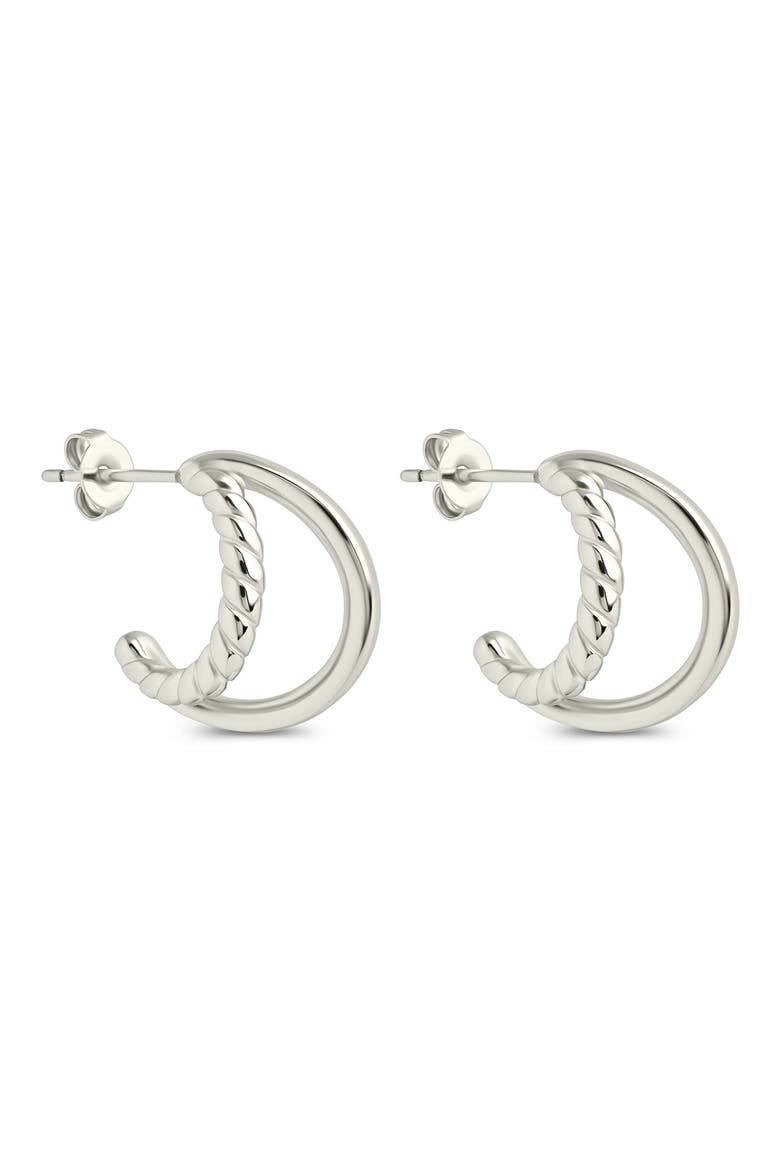 Acacia Double Row Huggie Hoop Earrings, Main, color, SILVER