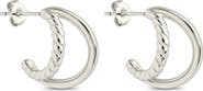 Sterling Forever Acacia Double Row Huggie Hoop Earrings