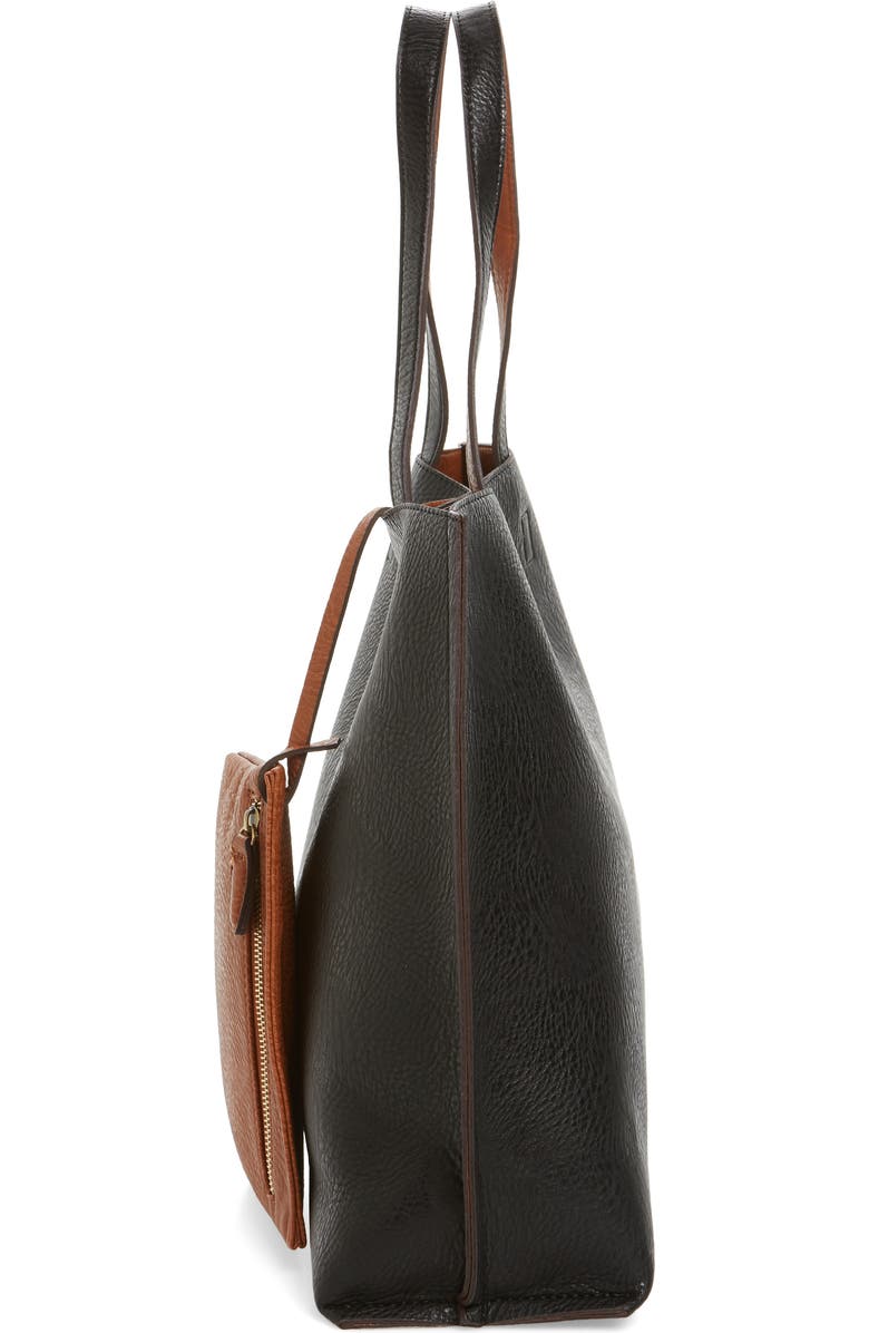 Street Level Reversible Faux Leather Tote & Wristlet, Alternate, color,