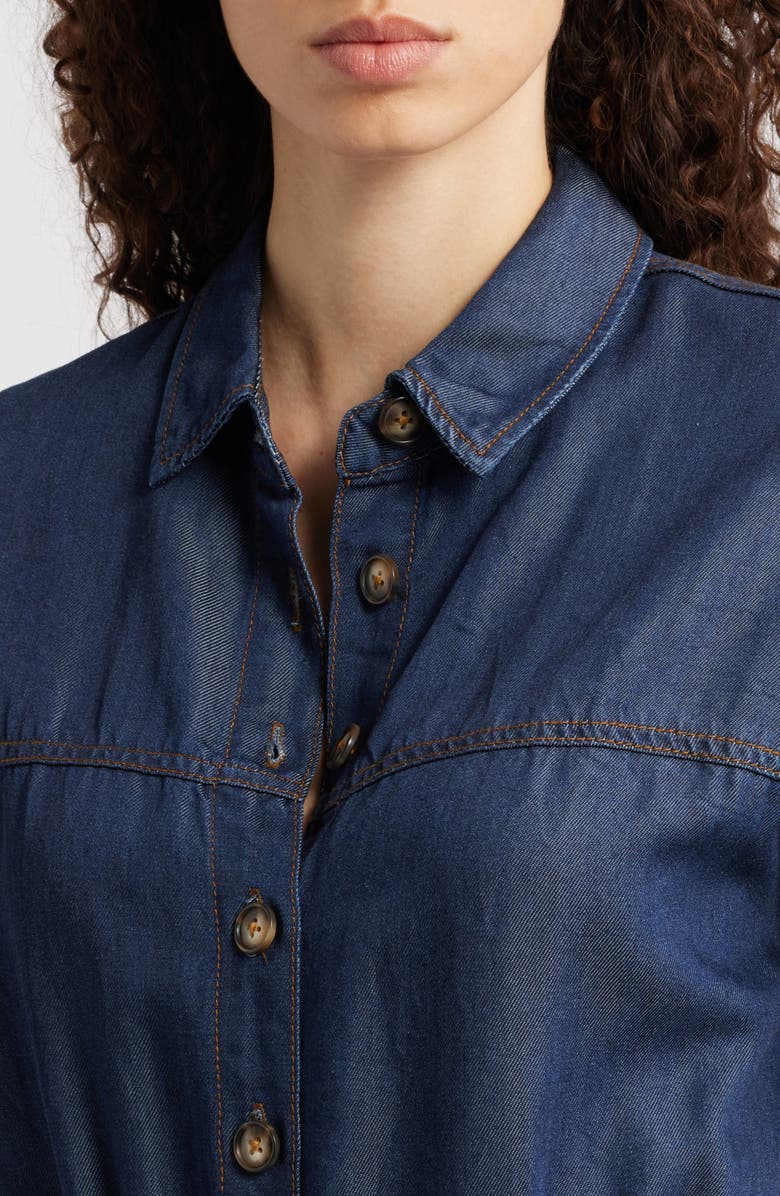 FRNCH Mariselle Denim Romper, Alternate, color, Bleu Jean